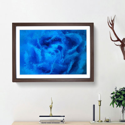 Folded Rose Petals in Blue in Abstract - Picture Frame Graphic Art Print