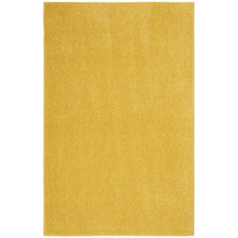 Mullican Sandy Solid Yellow Easy Care Indoor/Outdoor Area Rug, Runner 2' x 4'