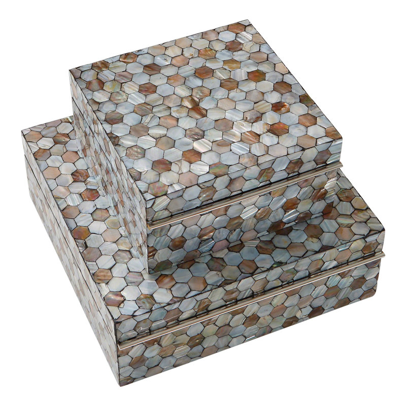 Boîte à père de perle, Perle, H 4,5 po x l 13 po x P 13 po
