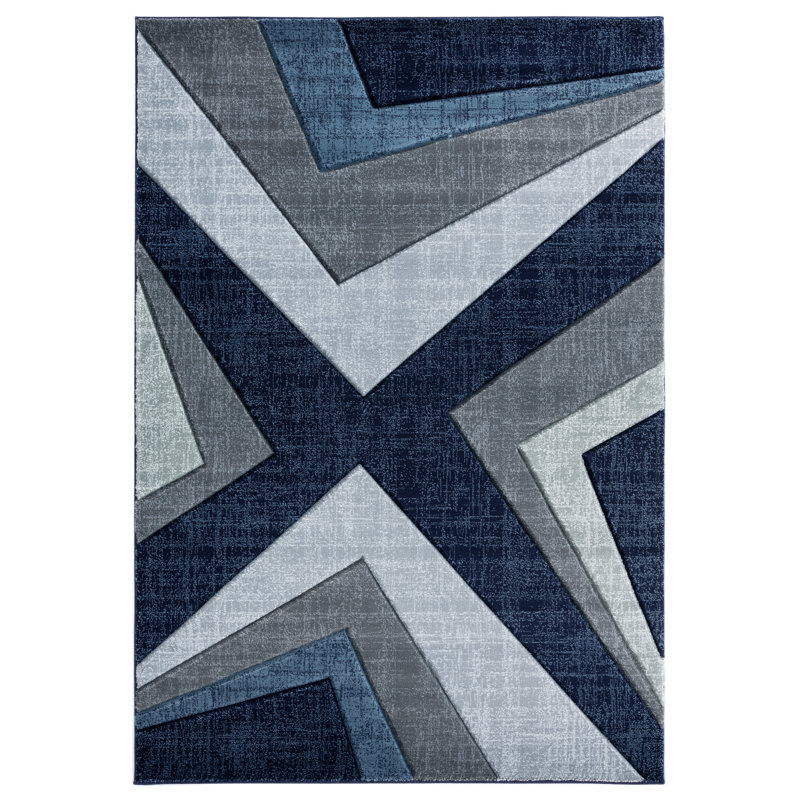 Tapis bleu abstrait Zonia, Rectangle 1 pi 10 po x 2 pi 8 po