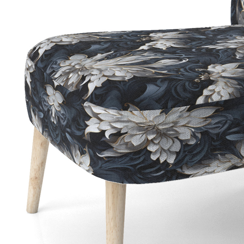 Chaise d'appoint rembourrée bohémienne et éclectique blanche et argent Sphinx Paisley