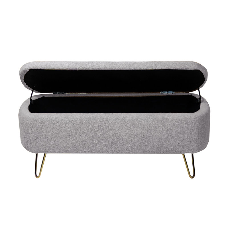 Upholstered Storage Bench, Gray