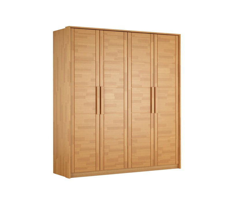 Fino 4 Door Solid Wood Wardrobe, Natural