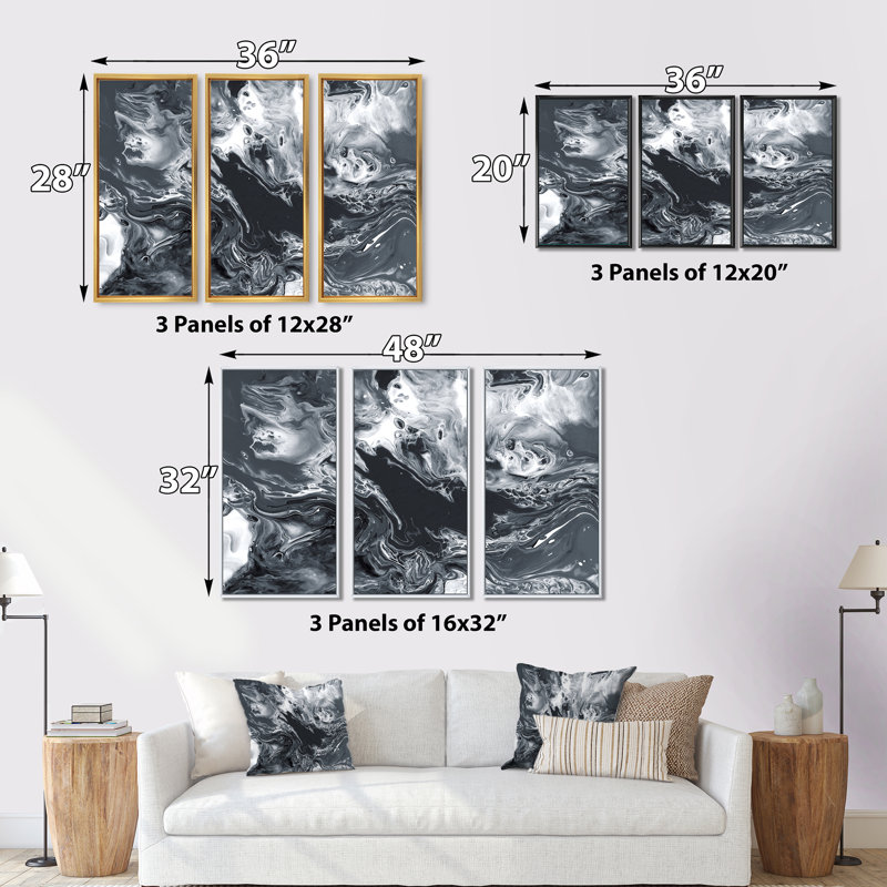 3 pièces, cadre flottant, impression sur toile, Cadre brun, L 48 po x H 32 po