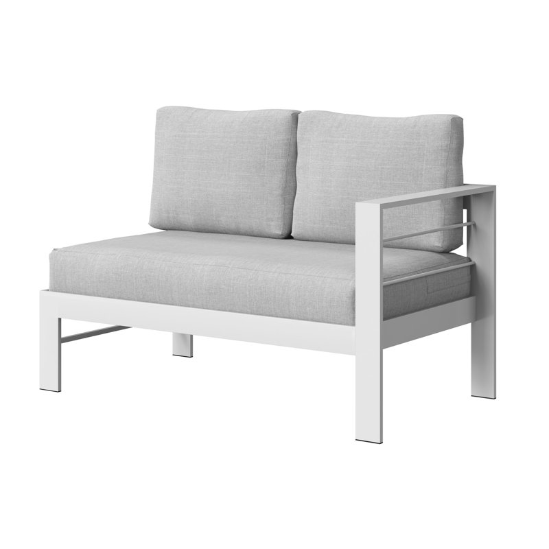 Brandtley 119.38cm Wide Straight Metal Patio Sectional with Cushions, White