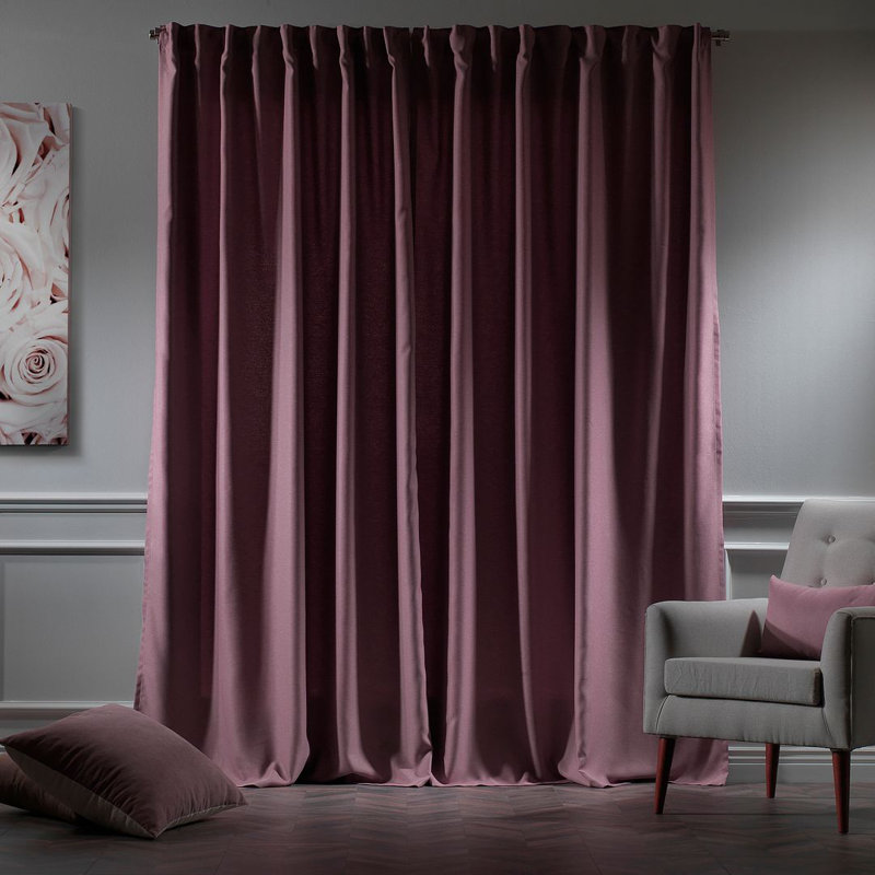 Blackout Single Curtain Panel, Pink, 130cm Width x 350cm Drop