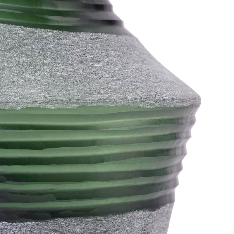 Amahle Handmade Handblown Glass Table Vase, Fern Green, 21" H x 11" W x 11" D