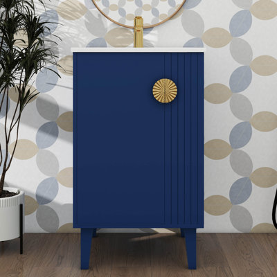 Meuble-lavabo autoportant de 20 pouces avec lavabo en céramique