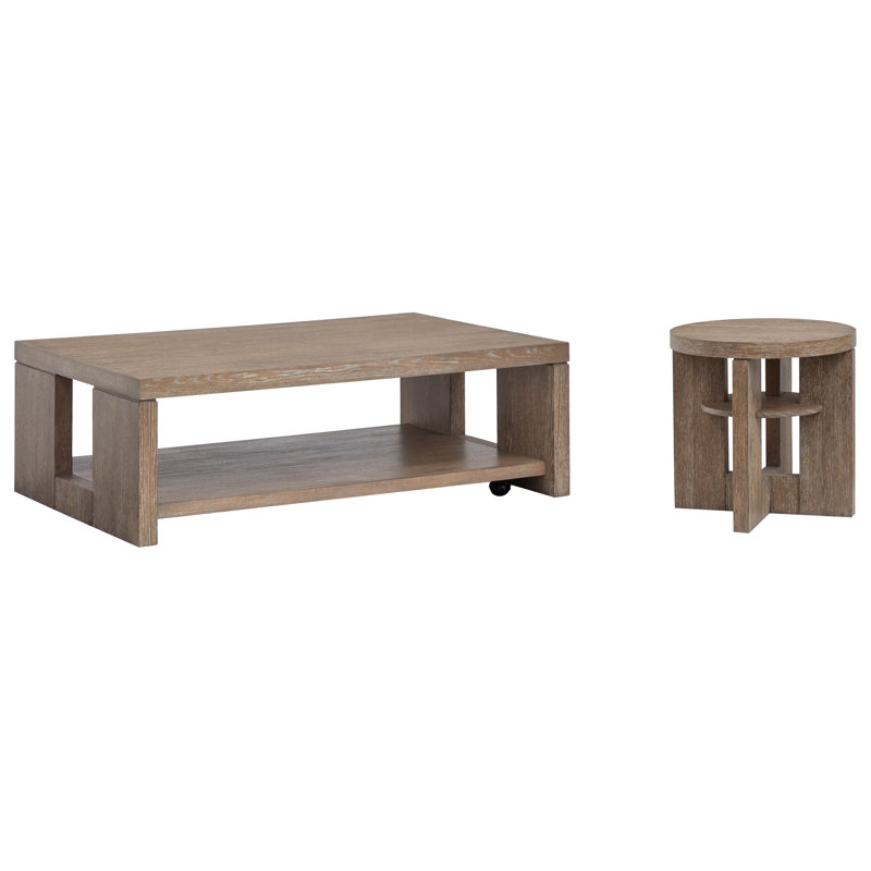 Rectangular Cocktail Table With Round End Table, 2 Pieces: Coffee Table, End Table