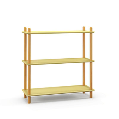  3-Tier Bamboo Freestanding Shelf Unit, Multifunctional Open Shelf Bookcase Display Stand, Yellow
