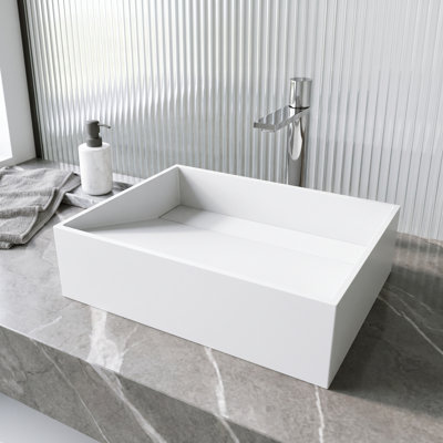 Starr 17" L x 13" W x 5" H Matte White Handmade Rectangular Vessel Bathroom Sink