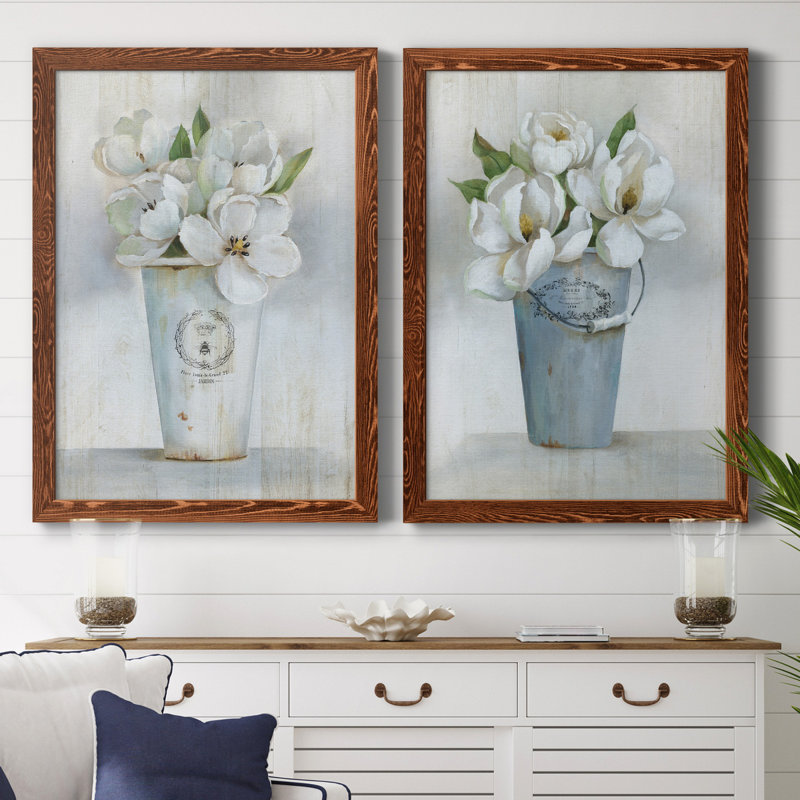 Fleuriste Francais I - ensemble de 2 reproductions d'art, H 44 po x l 31 po x P 1 po, Toile avec cadre érable, Pas de tapis