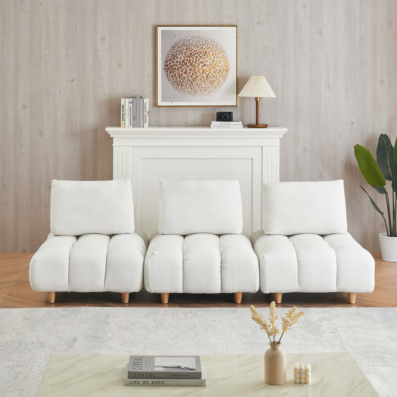 Canapé Teddy avec sièges spacieux et confortables, H 29,5 po x l 90 po x P 40,2 po, 3, Beige