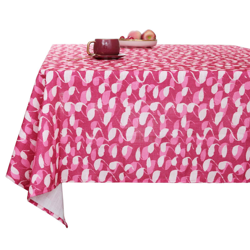 Faux Linen Water and Spill Resistant Tablecloths, 108'' L x 54'' W, Rose Red
