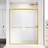 56 - 60 In. W X 72 H Sliding Shower Door, Adjustable Semi-, Clear Tempered Glass, 304 Stainless Steel Brushed Gold Handles Semi- Adjustable, Thick Handle