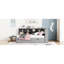 Lit de jour en bois avec 2 tiroirs de couleur grise et tiroirs de charge, tablette de rangement pour lit double-524966624