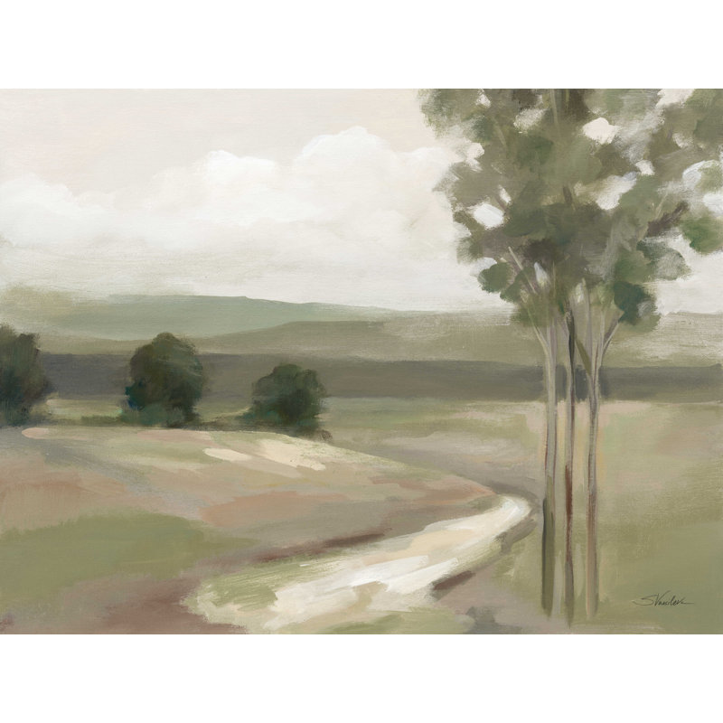 Olive Trees Crop Machine-Made Print , 36" H x 48" W  , No, Walnut Floater Framed