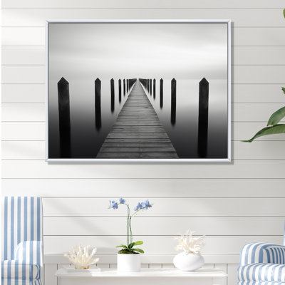" Monochrome Black And White Pier Skyline "