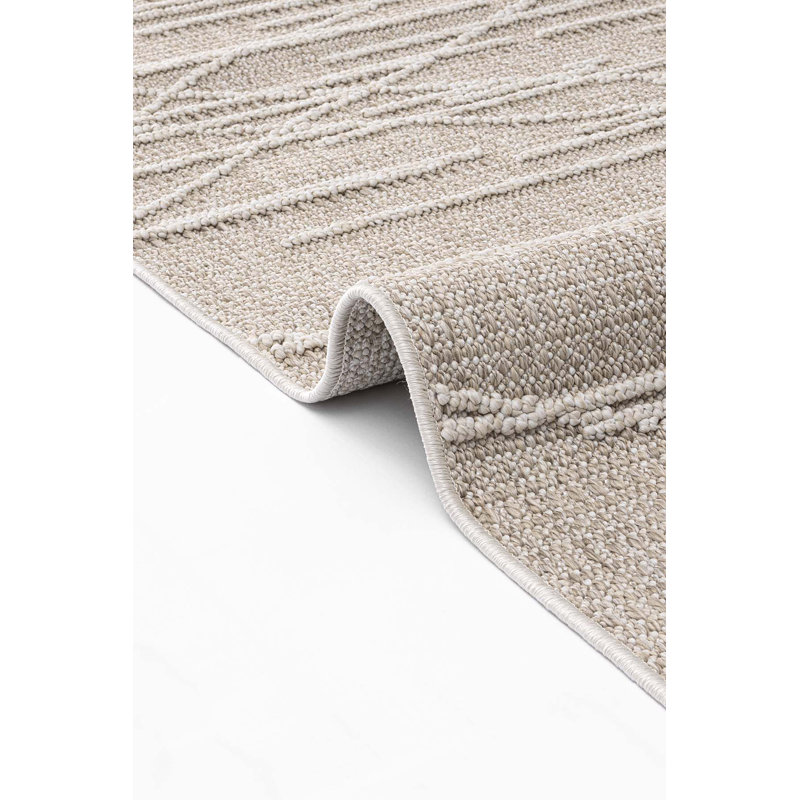 Tapis géométrique brun en polypropylène tissé à la machine Sreyas, Tapis de couloir 3 pi 4 po x 9 pi 11 po