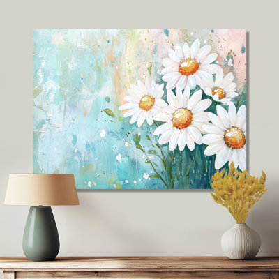 «White Daisy Sunrise Meadow II - Daisies», reproduction sur toile
