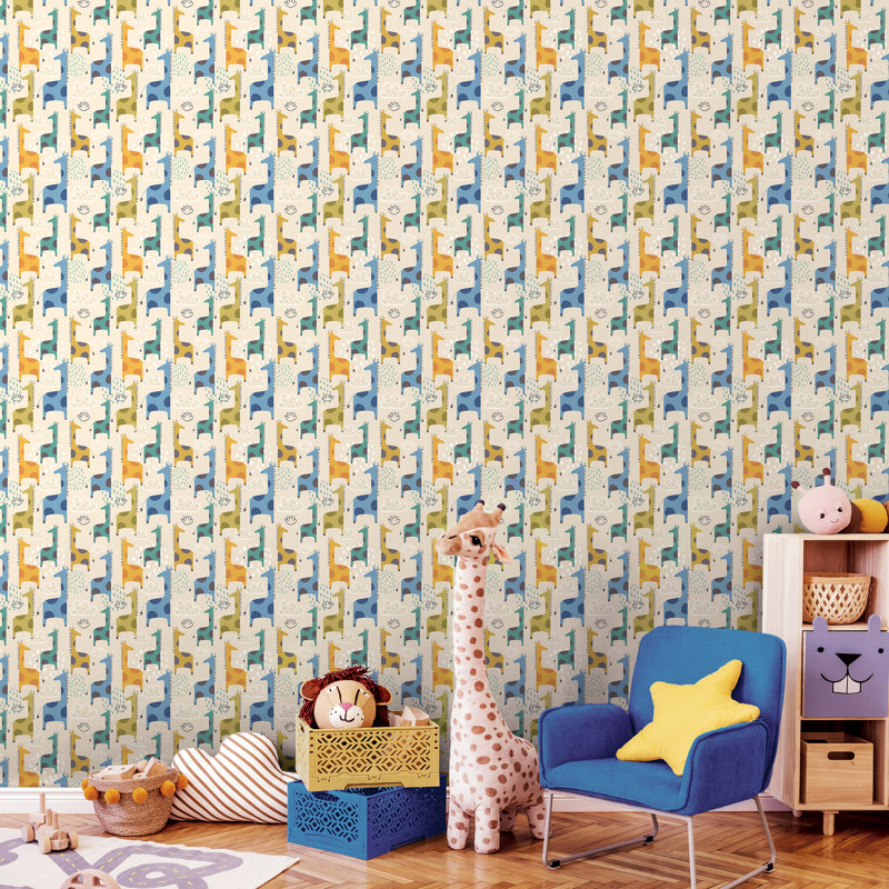 Hoopla Walls Giraffe Friends Denim Mix 10m Wallpaper
