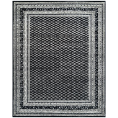 Hand Knotted Geometric Area Rug in Black/White