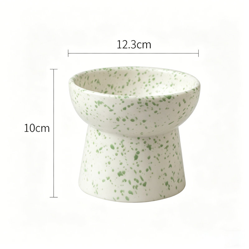 Bol pour chat en céramique moucheté surélevé, protège-cou surélevé pour chats et petits chiens, vert moucheté, Vert