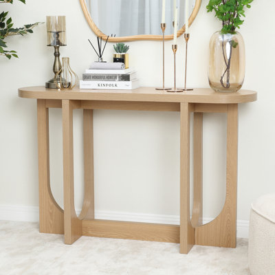 Natural Finish MDF Wood 47-Inch Long Oval Console Table
