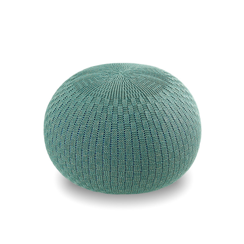 Upholstered Pouf, Light Green Polypropylene/Olefin
