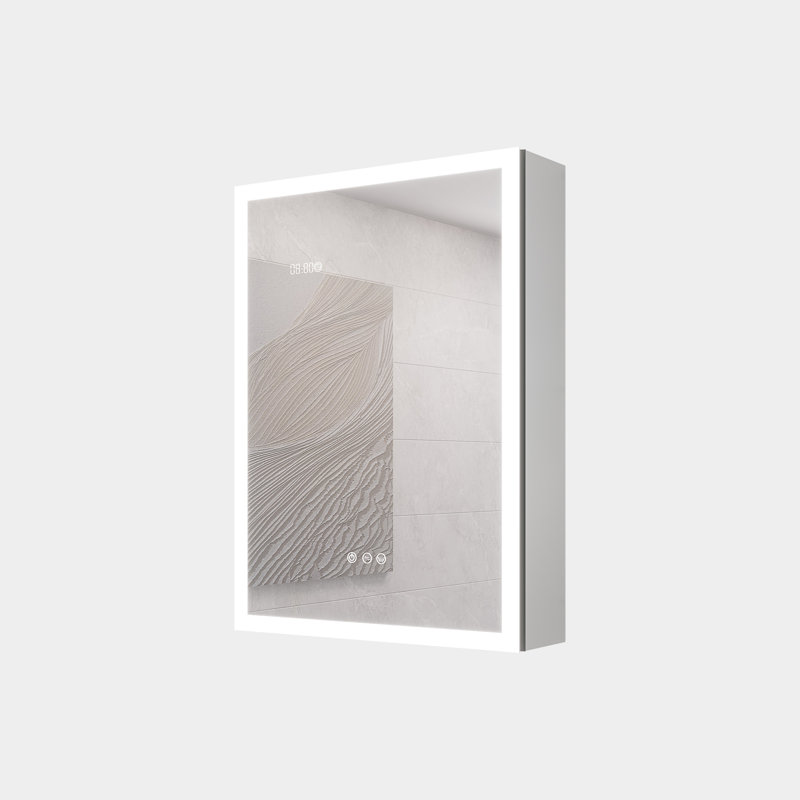 Armoire à pharmacie de salle de bain avec lumières à DEL - 2820 pouces, miroir, gradateur, horloge numérique et affichage de la température, fixation en surface, lecteur Ul durable