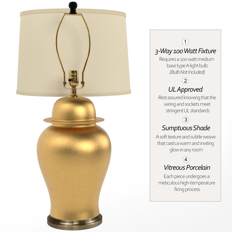 28.5" Golden Temple Jar Lamp