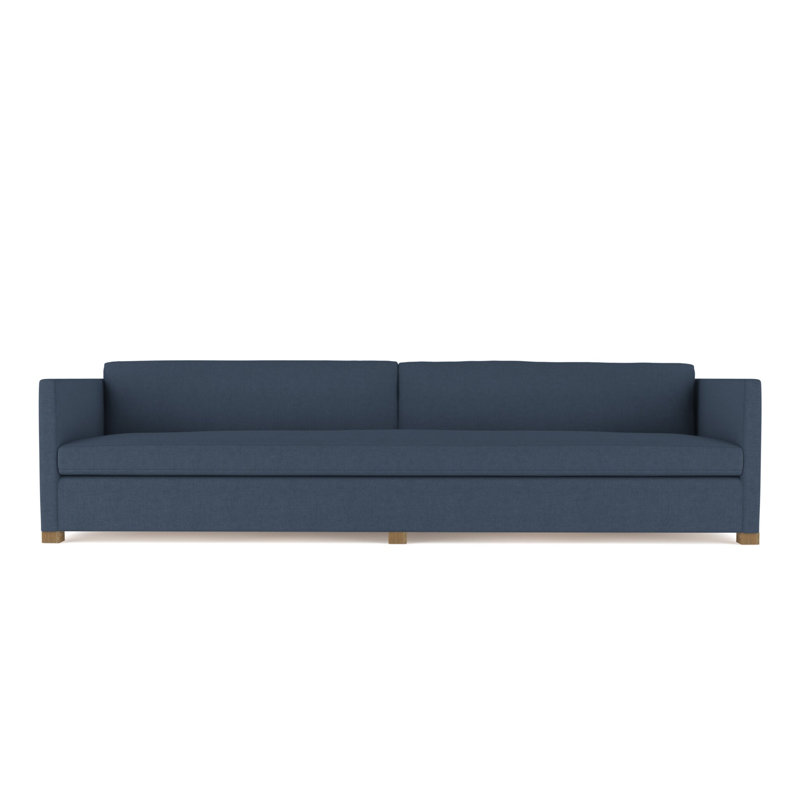 Madison Sofa, 33" H x 120" W x 41" D, Box Weave Linen Bluebell, Weathered