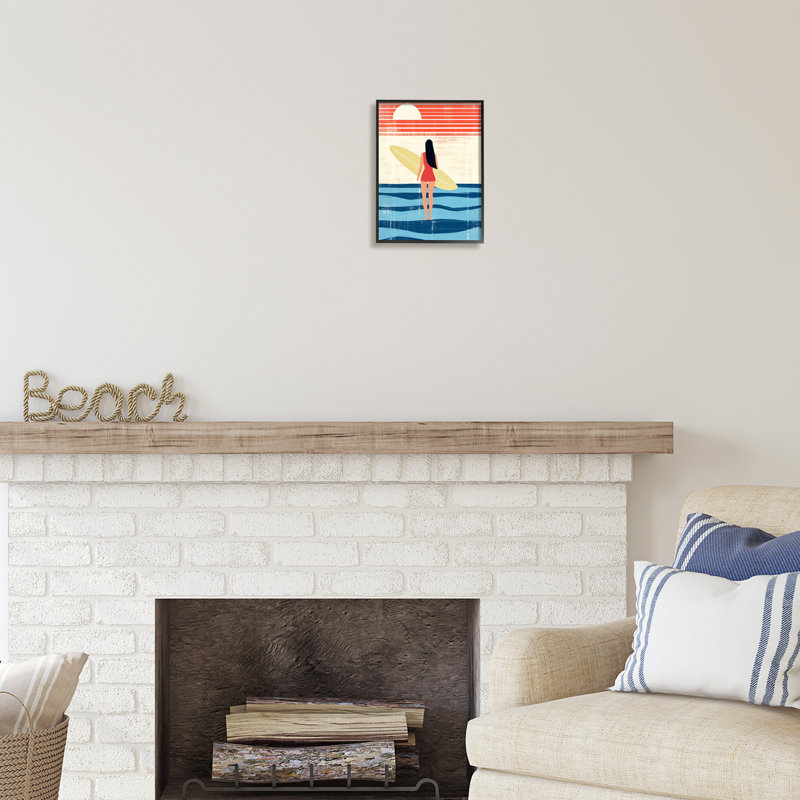 Bb-387-Abstraction de surfeuse rustique encadrée sur bois, Giclée encadrée noir minuit, H 14 po x l 11 po x P 1,5 po