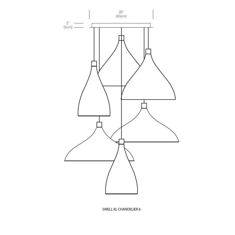 Swell Mix 2 Chandelier, Brass