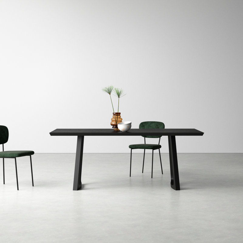 Longfellow 76" Solid Oak Dining Table, Black