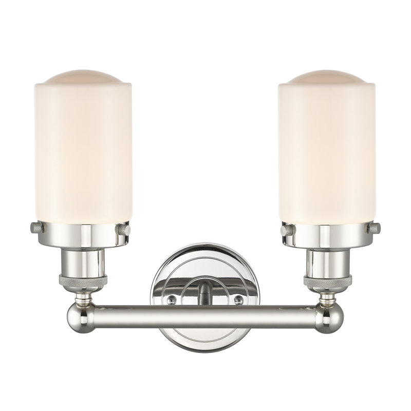 Éclairage pour meuble-lavabo à 2 lumières à intensité variable Erkson, Blanc mat, Nickel poli