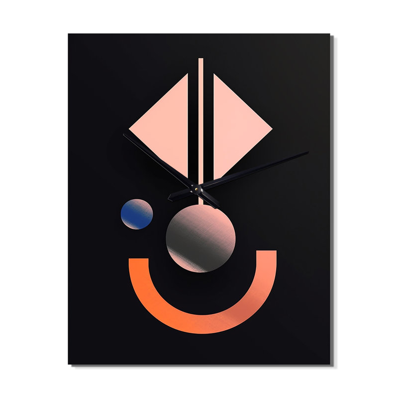 Rétro géométrique sur fond noir - Très grandes horloges murales géométriques modernes, H 28 po x l 12 po x P 1 po