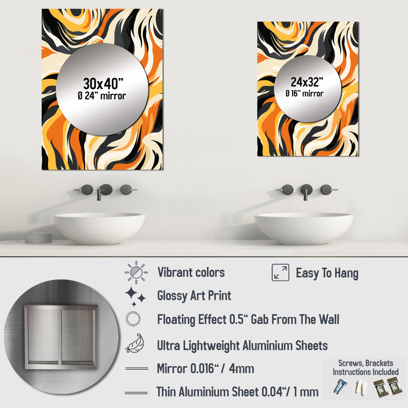 Cobberas Black And Beige Urban Zebra Fusion - animal print  Wall Mirror, Modern Decorative Mirror, Printed Metal Art