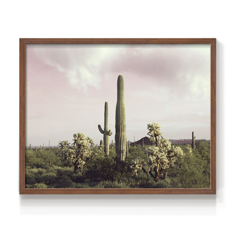Orgue à tuyaux, cactus national, impression encadrée, H 8 po x l 10 po, Noyer