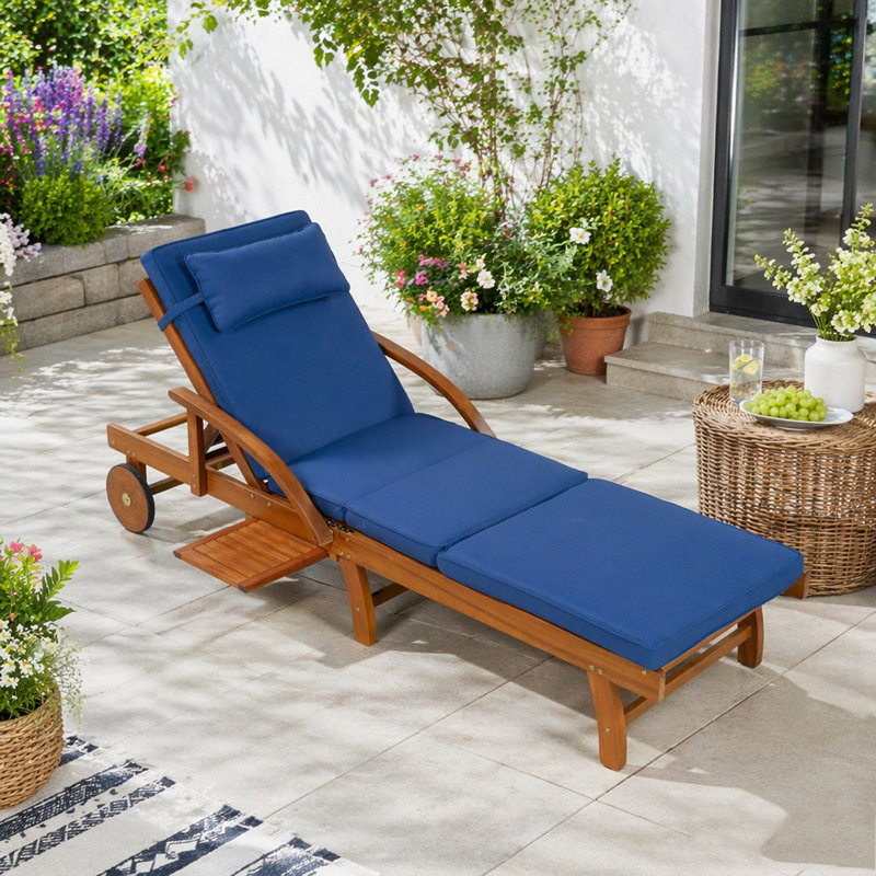 Chaises longues d'extérieur 77,5 ", Navy Blue, 1