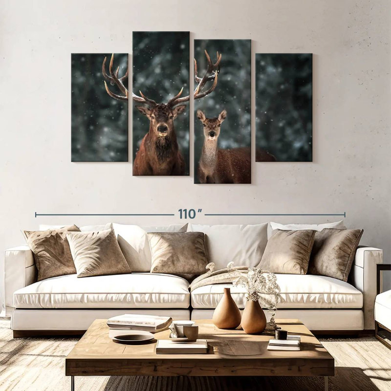 Couple de cerfs, H 54 po x l 84 po