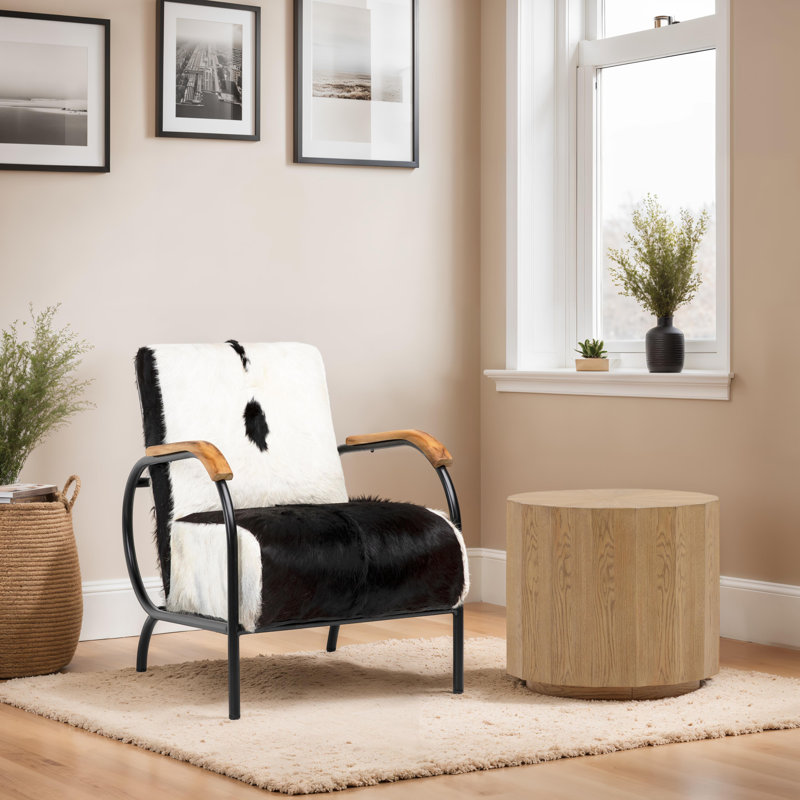 Ebony Genuine Goat Hide Upholstered Occasional Chair