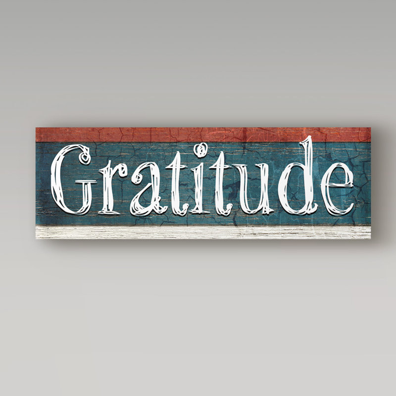 « american gratitude », art textuel sur toile tendue, H 8 po x l 24 po x P 2 po