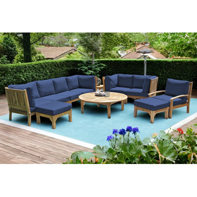 Ensemble de conversation modulaire en teck Huntington avec coussins Sunbrella