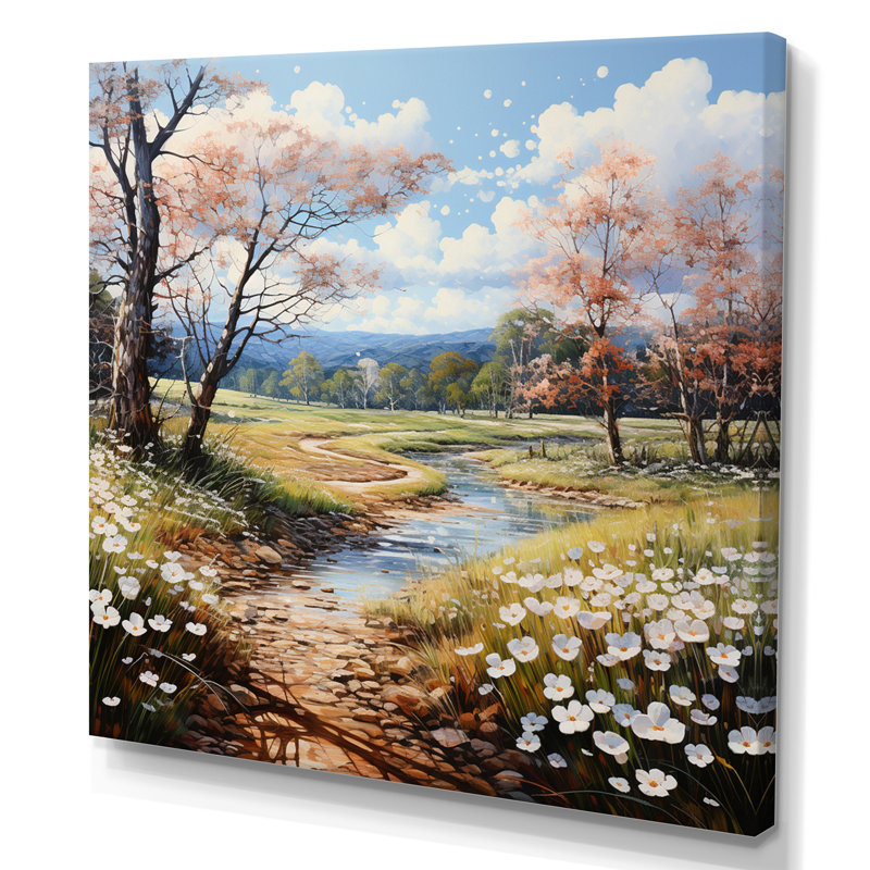 Dogwood Field Pointillism Collage II - impression, H 16 po x l 16 po x P 1 po, Toile tendue