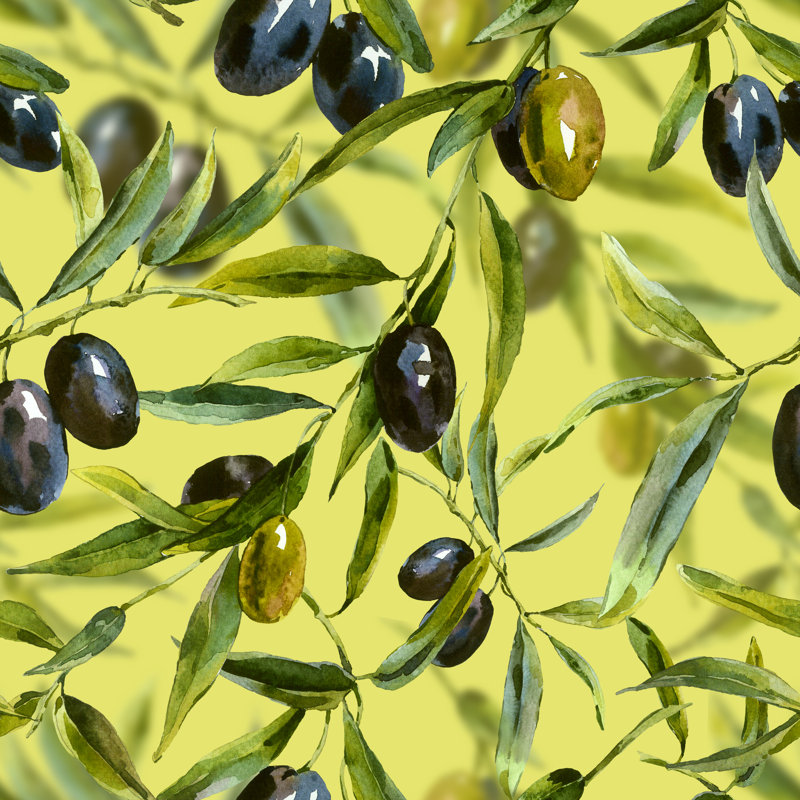 Seamless Pattern With Branches Of The Olive Tree by Princessmaro - Wrapped Canvas Print, 91cm H x 91cm W x 3.8cm D