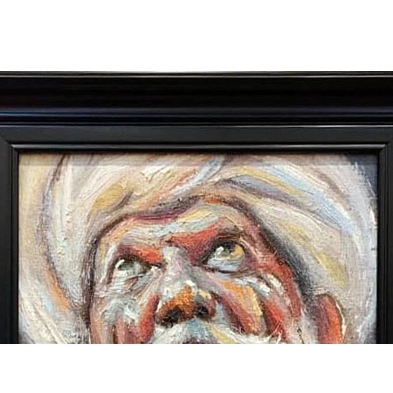 Vieil homme à barbe blanche et turban | Peinture encadrée | Par Boby Abraham | Huile sur toile