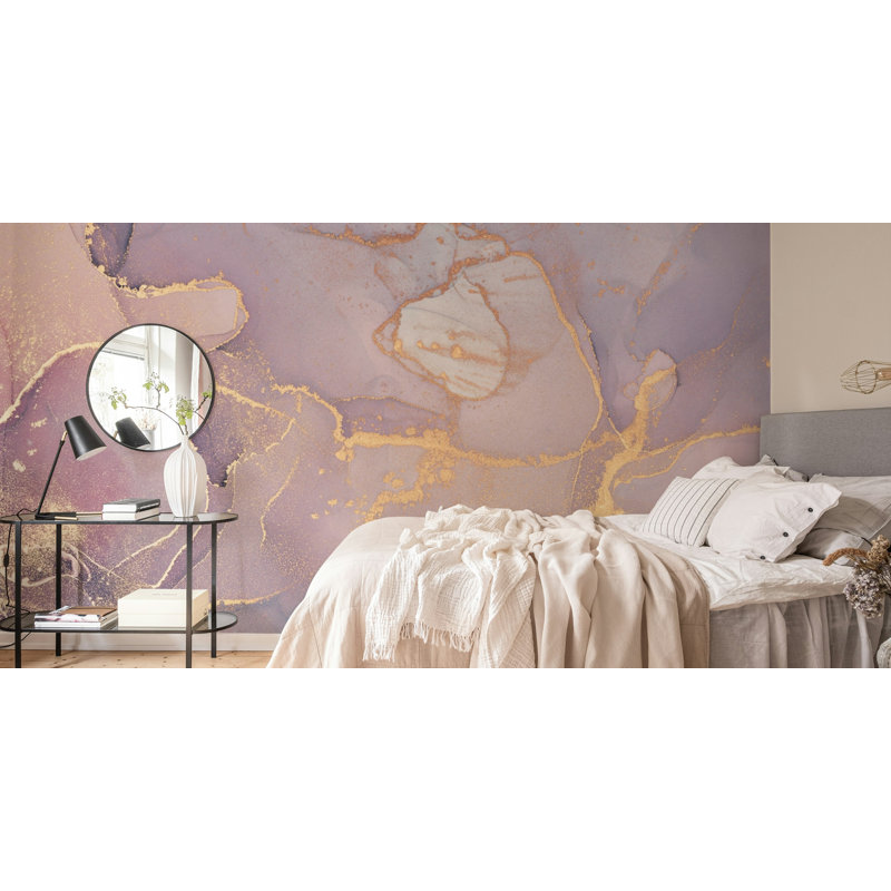 Papier peint abstrait mauve marbré mauve, L 37 po x l 56 po