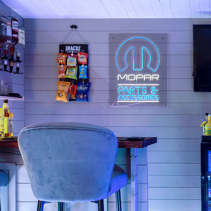 Retro Blue and White Acrylic LED Garage Sign