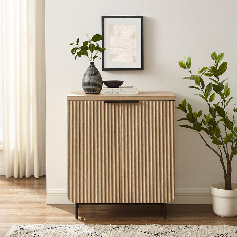 Ludlow Reeded 2-Door Accent Cabinet, Coastal Oak/Black